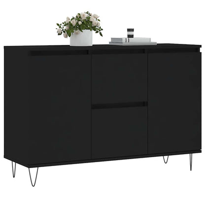 Credenza Nera 101,5x35x70 cm in Legno Multistrato