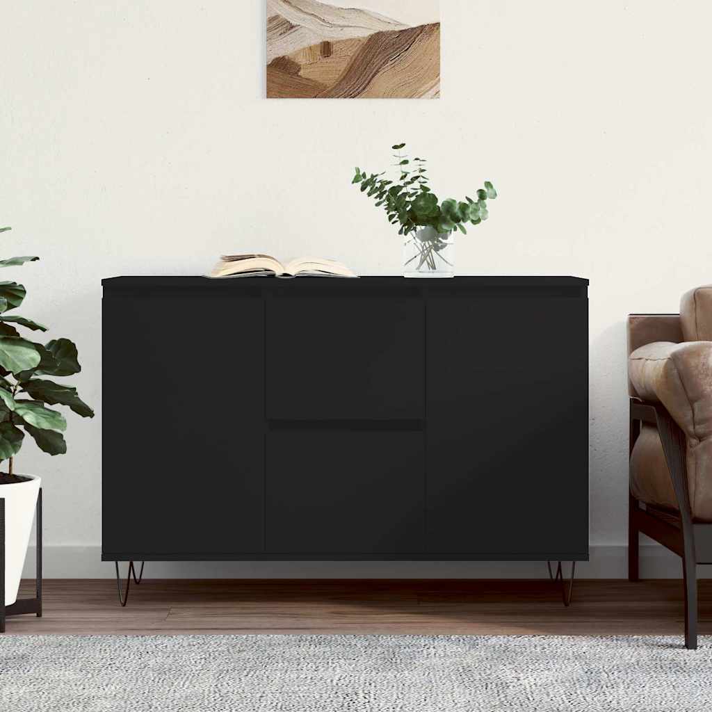 Credenza Nera 101,5x35x70 cm in Legno Multistrato