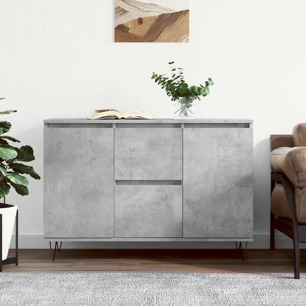 Credenza Grigio Cemento 101,5x35x70 cm in Legno Multistrato