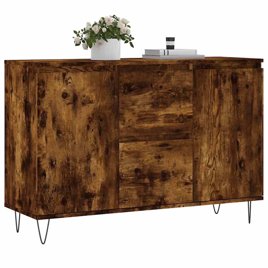 Credenza Rovere Fumo 101,5x35x70 cm in Legno Multistrato