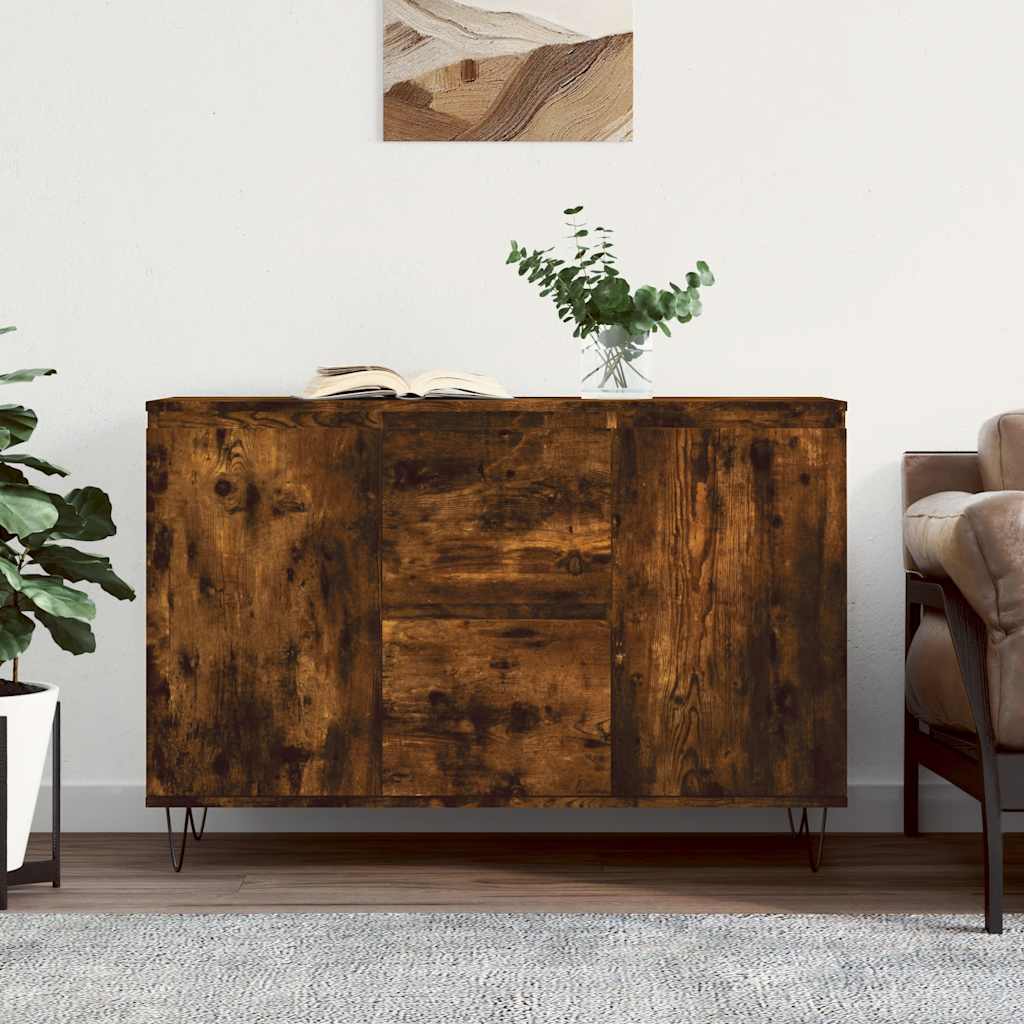 Credenza Rovere Fumo 101,5x35x70 cm in Legno Multistrato
