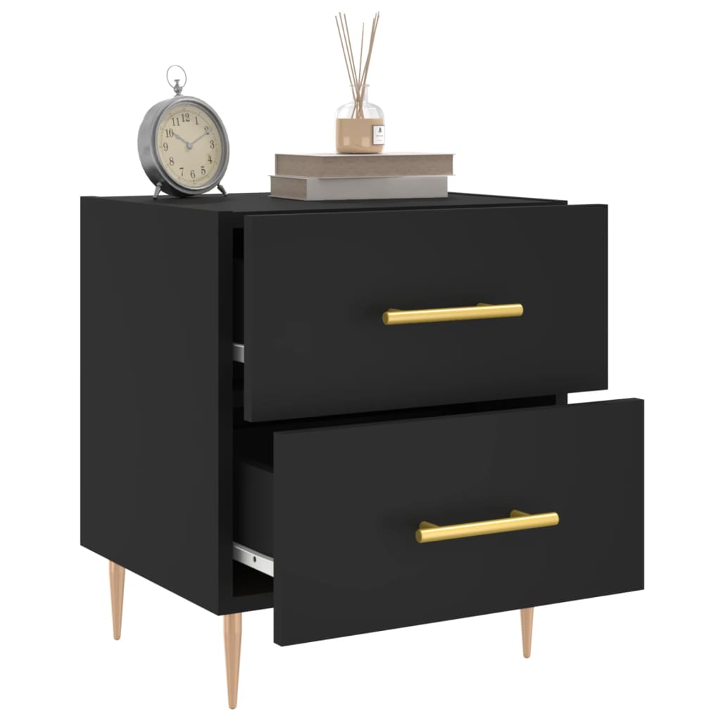 Comodino Nero 40x35x47,5 cm in Legno Multistrato