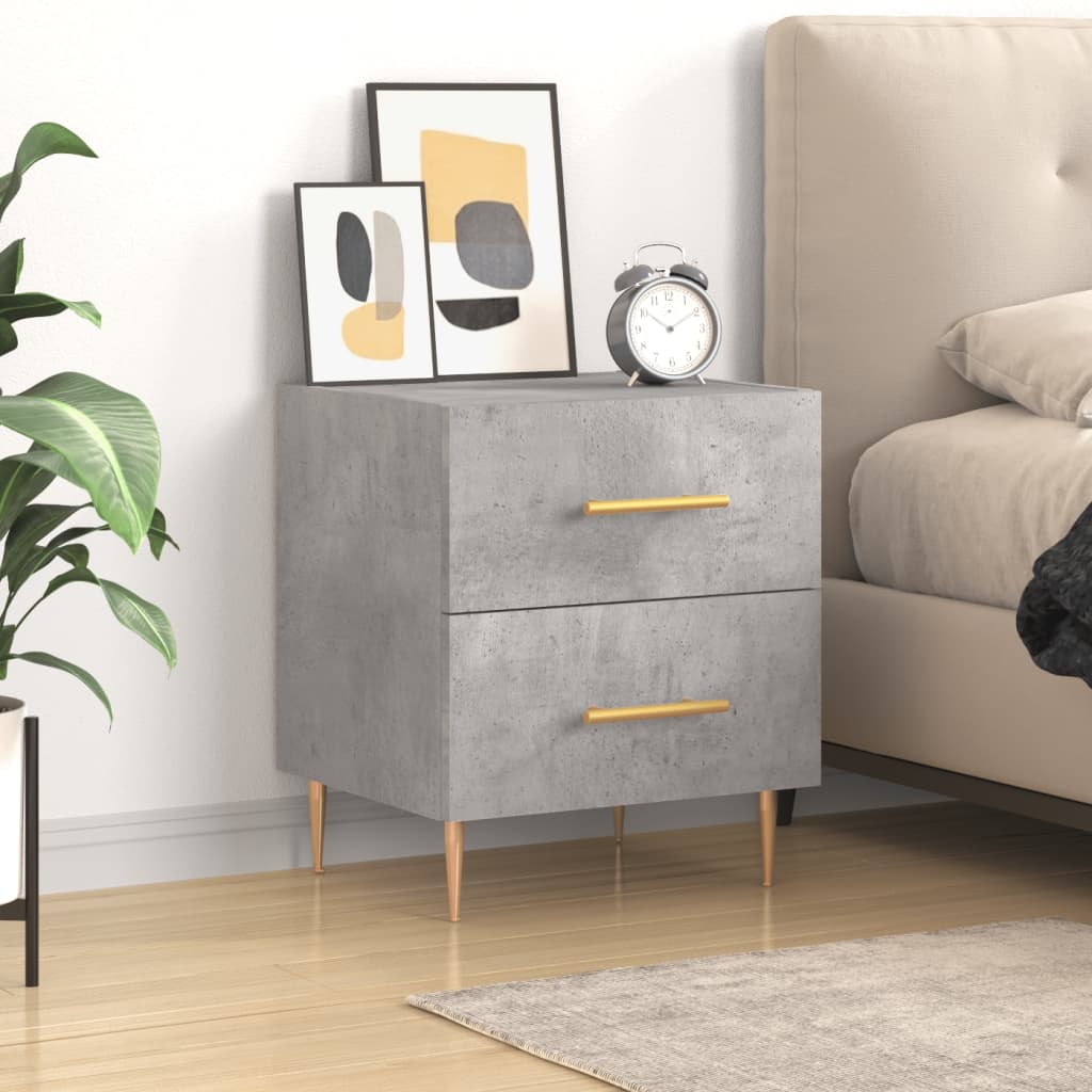 Comodino Grigio Cemento 40x35x47,5 cm in Legno Multistrato