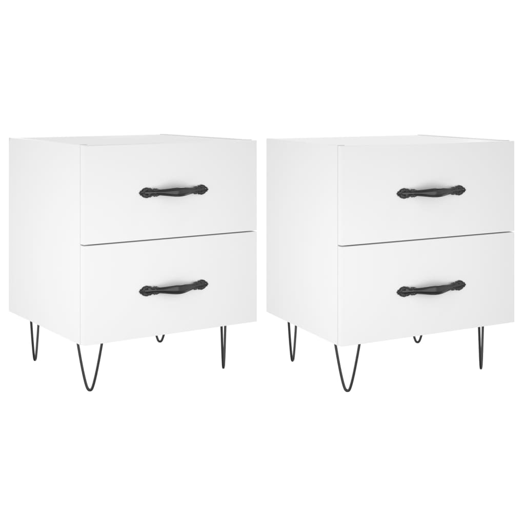 Comodini 2 pz Bianchi 40x35x47,5 cm in Legno Multistrato