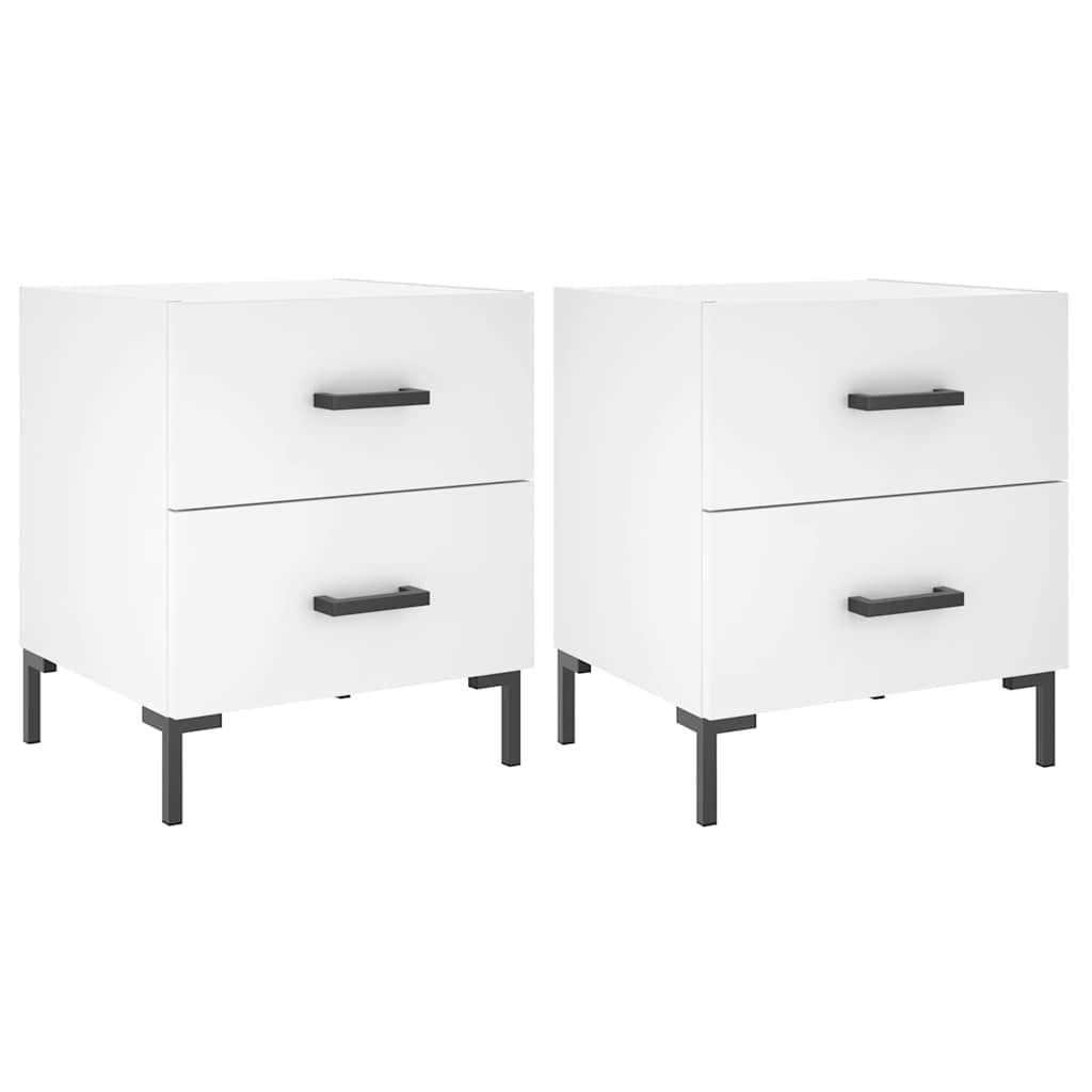 Comodini 2 pz Bianchi 40x35x47,5 cm in Legno Multistrato