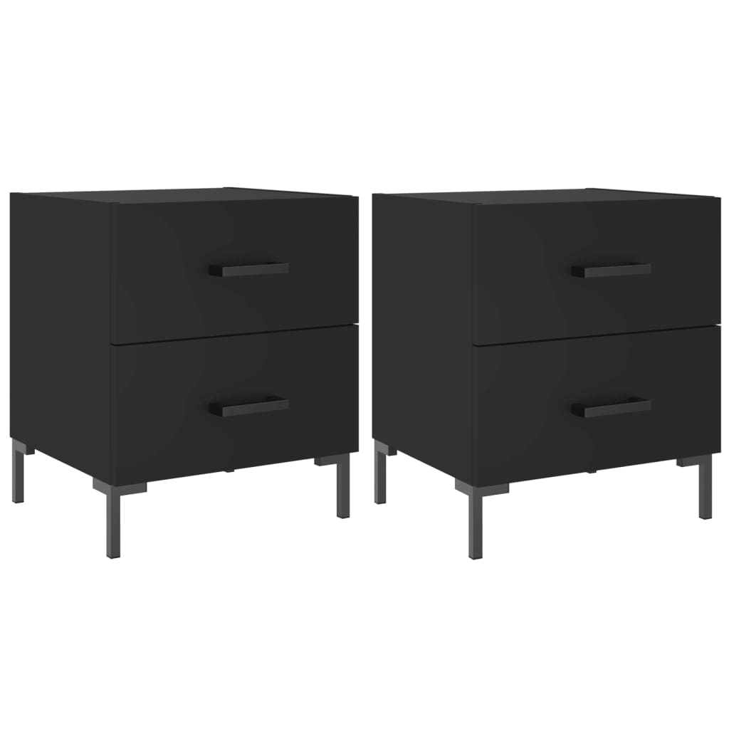 Comodini 2 pz Neri 40x35x47,5 cm in Legno Multistrato