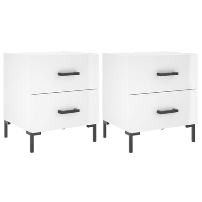 Comodini 2 pz Bianco Lucido 40x35x47,5 cm in Legno Multistrato