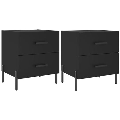 Comodini 2 pz Neri 40x35x47,5 cm in Legno Multistrato