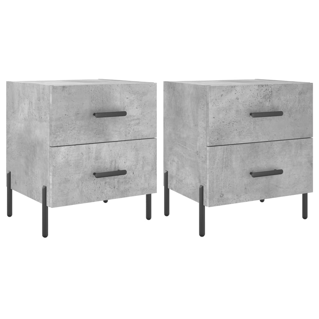 Comodini 2 pz Grigio Cemento 40x35x47,5 cm in Legno Multistrato