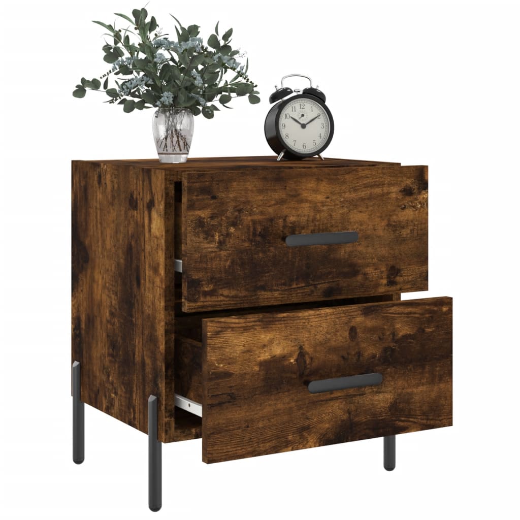 Comodino Rovere Fumo 40x35x47,5 cm in Legno Multistrato