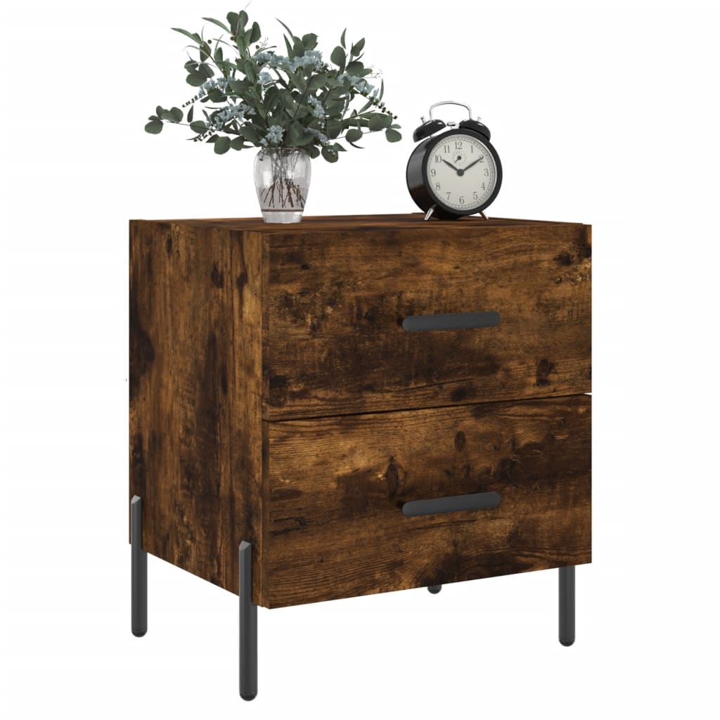 Comodini 2 pz Rovere Fumo 40x35x47,5 cm in Legno Multistrato