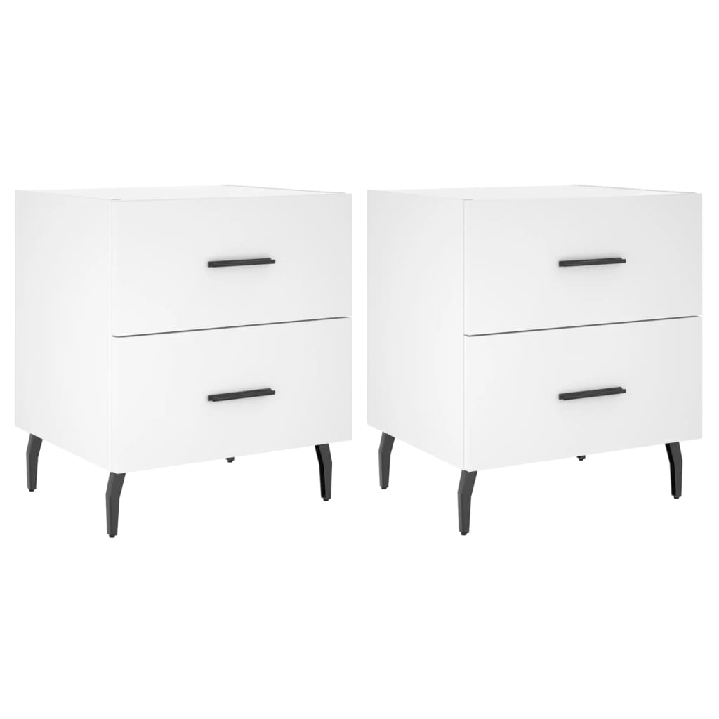 Comodini 2 pz Bianchi 40x35x47,5 cm in Legno Multistrato