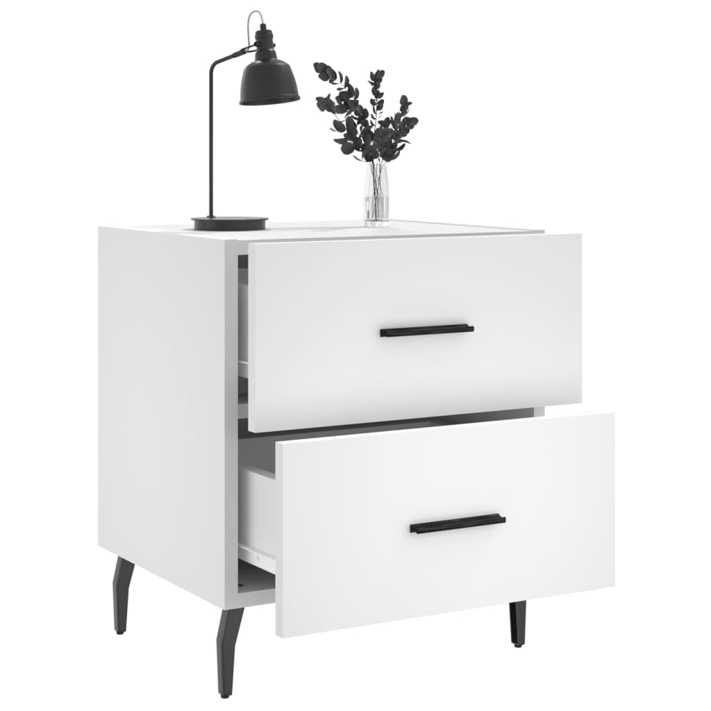 Comodini 2 pz Bianchi 40x35x47,5 cm in Legno Multistrato