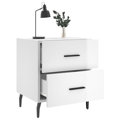 Comodini 2 pz Bianco Lucido 40x35x47,5 cm in Legno Multistrato