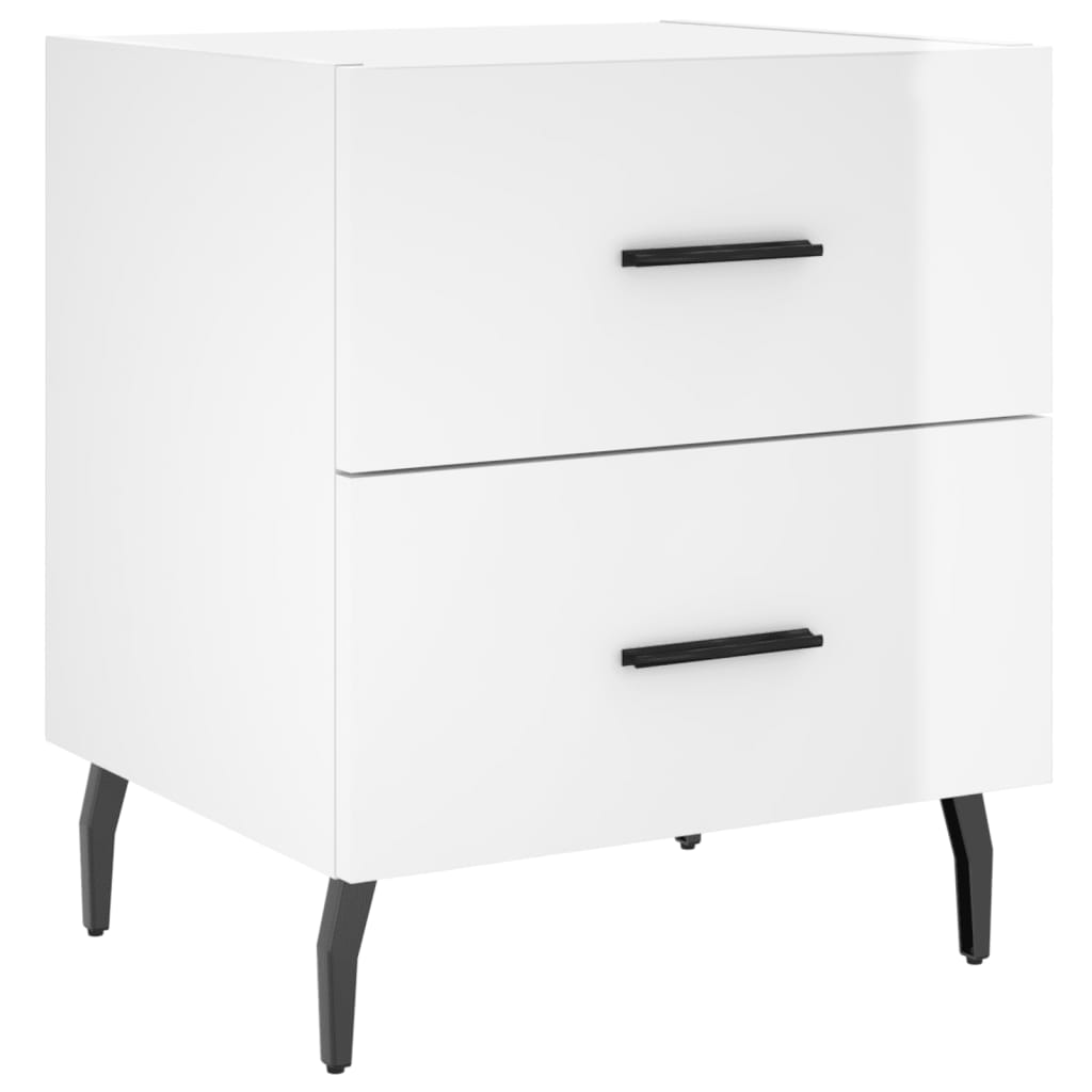 Comodini 2 pz Bianco Lucido 40x35x47,5 cm in Legno Multistrato