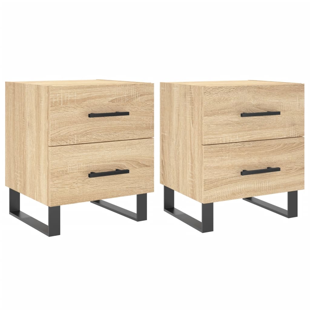 Comodini 2 pz Rovere Sonoma 40x35x47,5 cm in Legno Multistrato