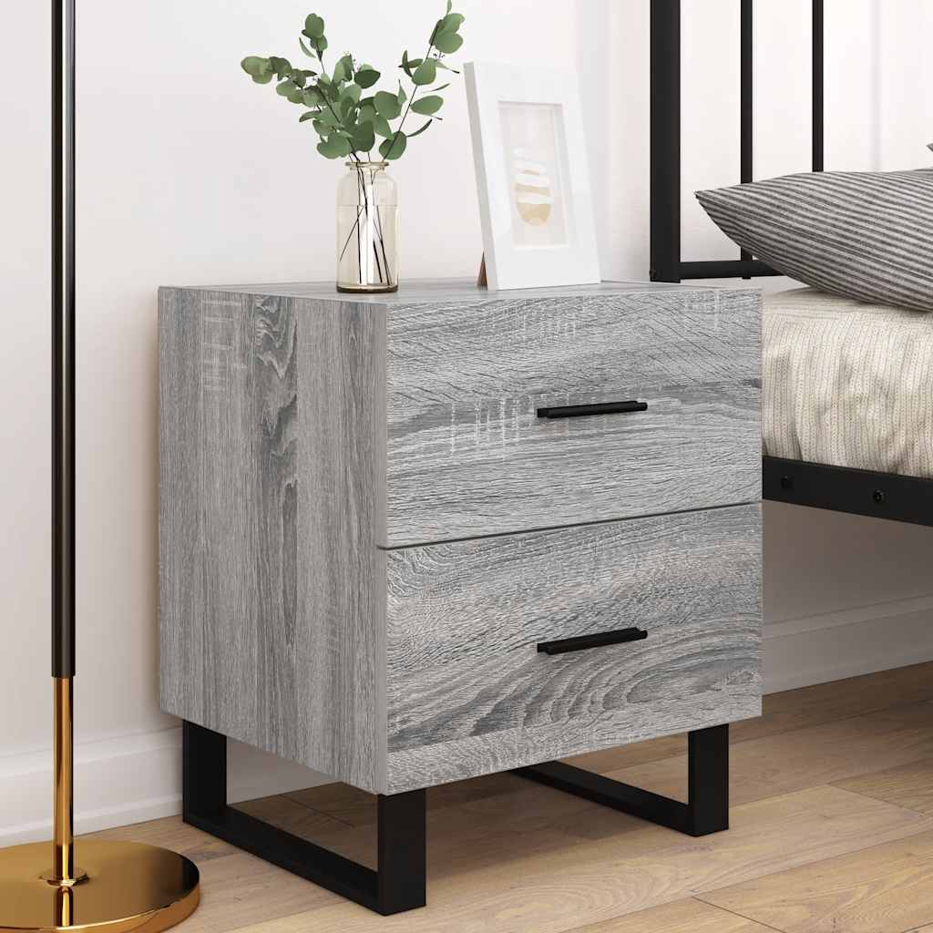 Comodini 2 pz Grigio Sonoma 40x35x47,5 cm in Legno Multistrato