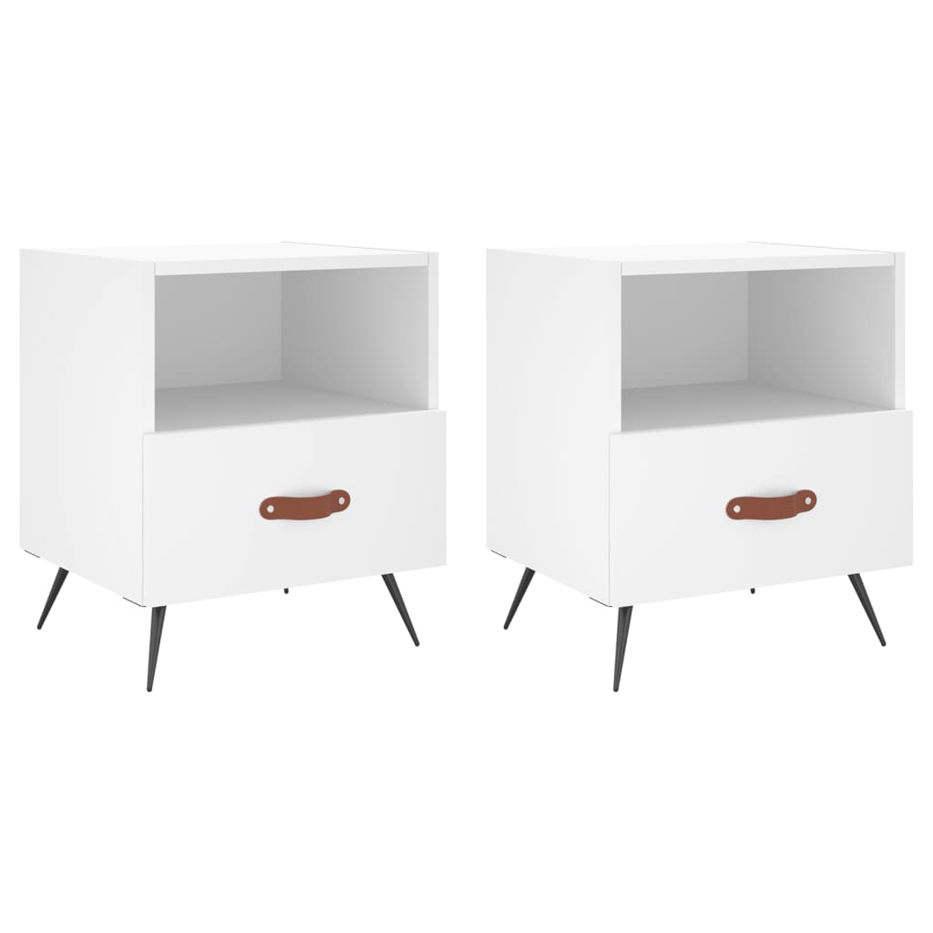 Comodini 2 pz Bianchi 40x35x47,5 cm in Legno Multistrato