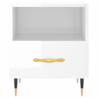 Comodino Bianco Lucido 40x35x47,5 cm in Legno Multistrato