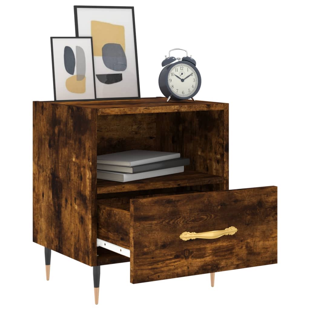 Comodini 2 pz Rovere Fumo 40x35x47,5 cm in Legno Multistrato