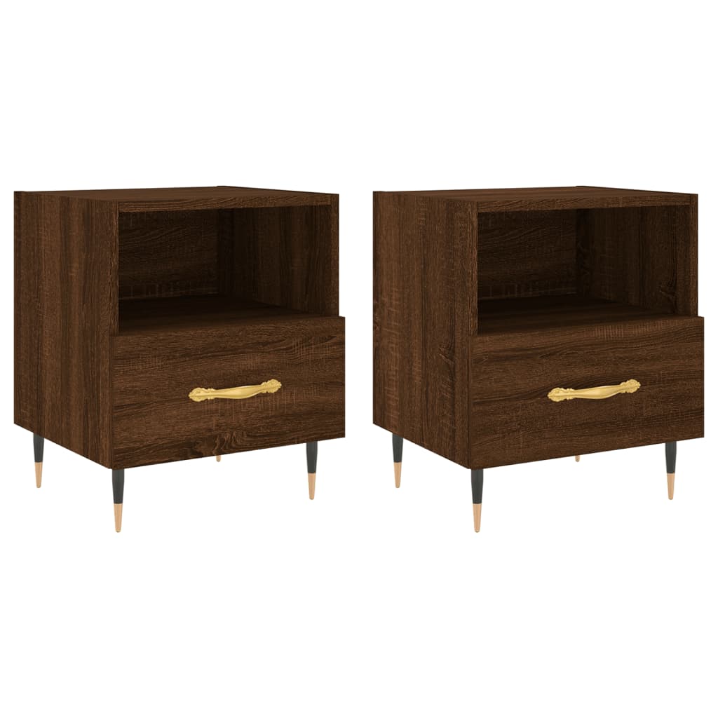 Comodini 2 pz Rovere Marrone 40x35x47,5 cm in Legno Multistrato