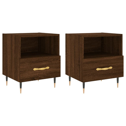 Comodini 2 pz Rovere Marrone 40x35x47,5 cm in Legno Multistrato