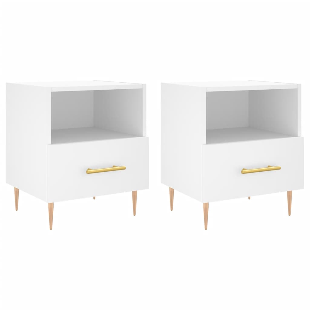 Comodini 2 pz Bianchi 40x35x47,5 cm in Legno Multistrato