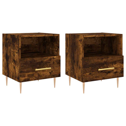 Comodini 2 pz Rovere Fumo 40x35x47,5 cm in Legno Multistrato
