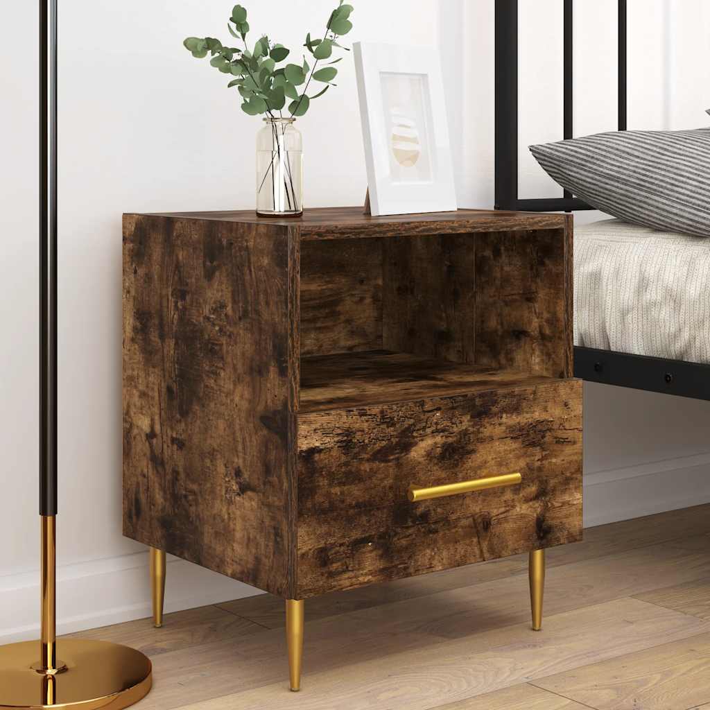 Comodini 2 pz Rovere Fumo 40x35x47,5 cm in Legno Multistrato