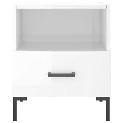 Comodino Bianco Lucido 40x35x47,5 cm in Legno Multistrato