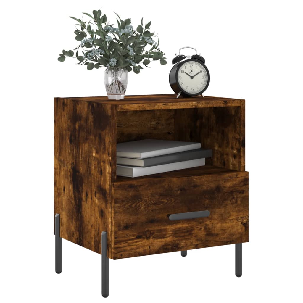 Comodini 2 pz Rovere Fumo 40x35x47,5 cm in Legno Multistrato