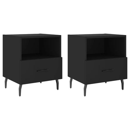 Comodini 2 pz Neri 40x35x47,5 cm in Legno Multistrato