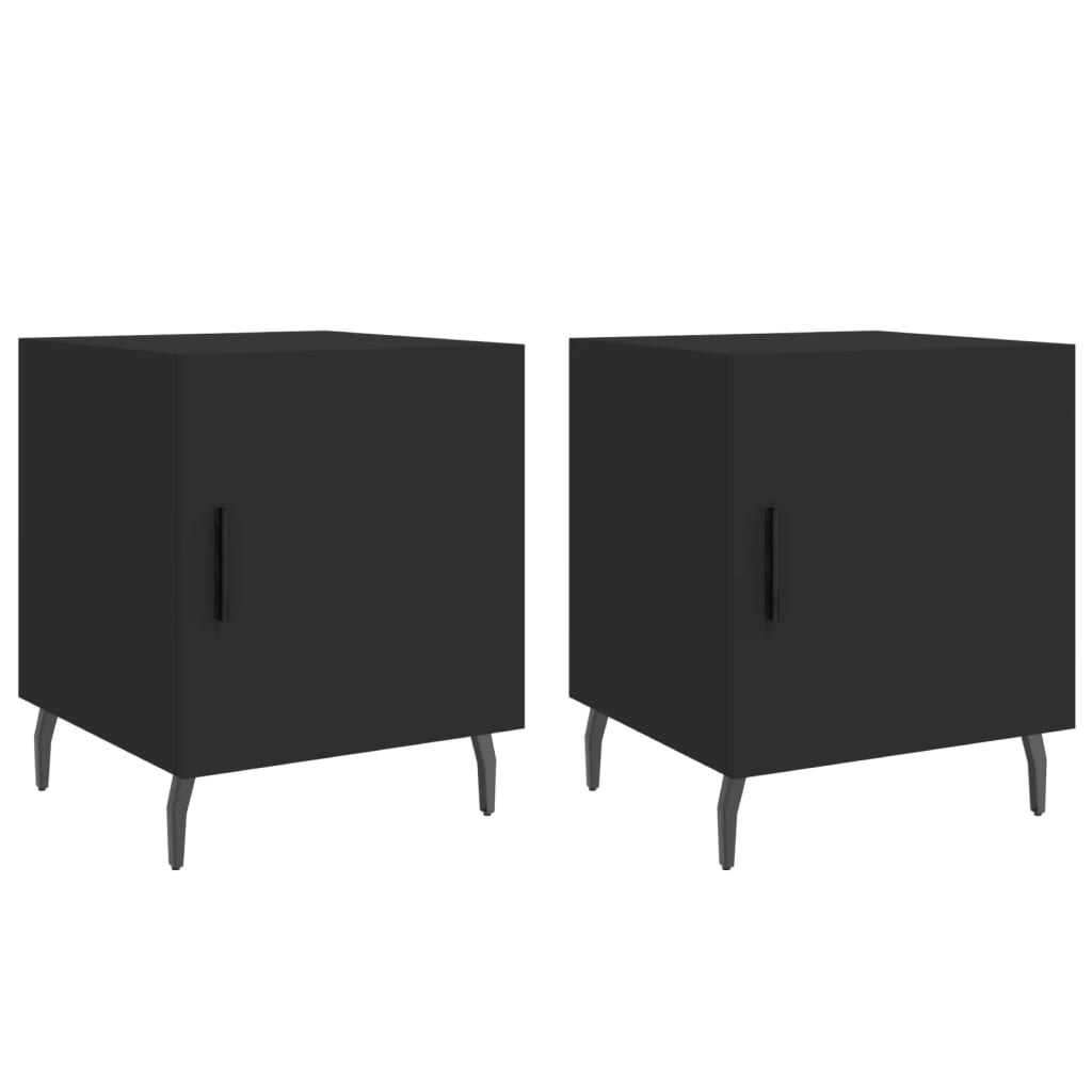Comodini 2 pz Neri 40x40x50 cm in Legno Multistrato
