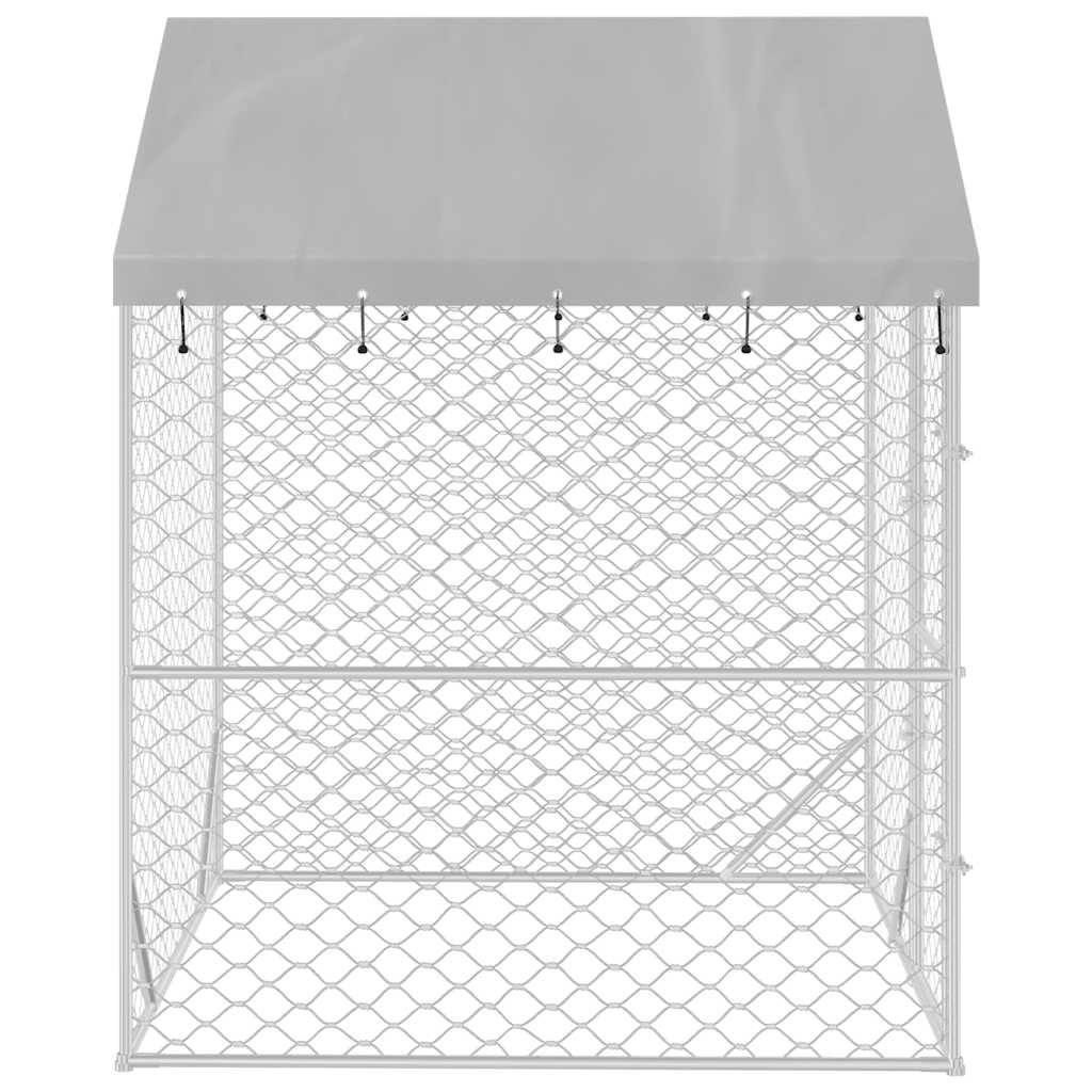 Cuccia Cani da Esterno Tetto Argento 2x2x2,5 m Acciaio Zincato