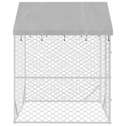 Cuccia Cani da Esterno Tetto Argento 2x2x2,5 m Acciaio Zincato