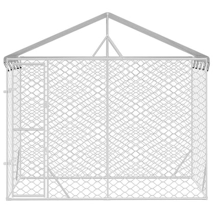 Cuccia Cani da Esterno Tetto Argento 3x1,5x2,5m Acciaio Zincato