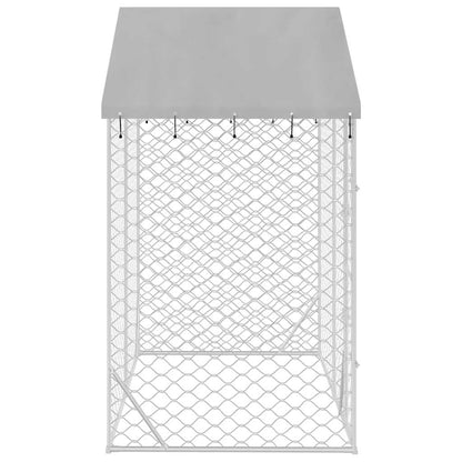 Cuccia Cani da Esterno Tetto Argento 3x1,5x2,5m Acciaio Zincato