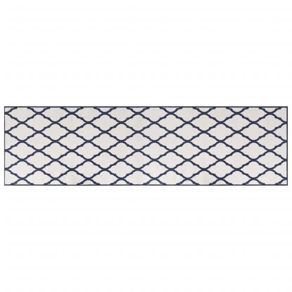 Tappeto da Esterno Navy e Bianco 80x250 cm Design Reversibile