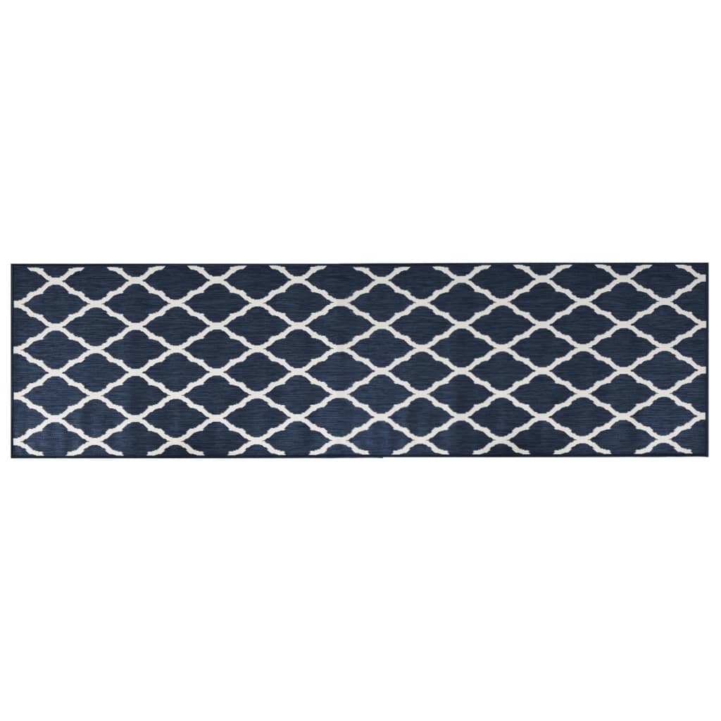 Tappeto da Esterno Navy e Bianco 80x250 cm Design Reversibile