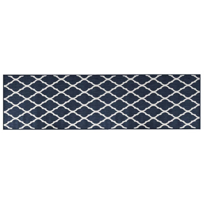 Tappeto da Esterno Navy e Bianco 80x250 cm Design Reversibile