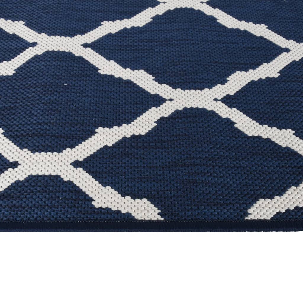 Tappeto da Esterno Navy e Bianco 80x250 cm Design Reversibile