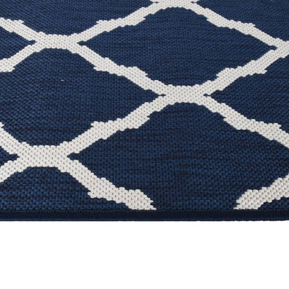 Tappeto da Esterno Navy e Bianco 80x250 cm Design Reversibile