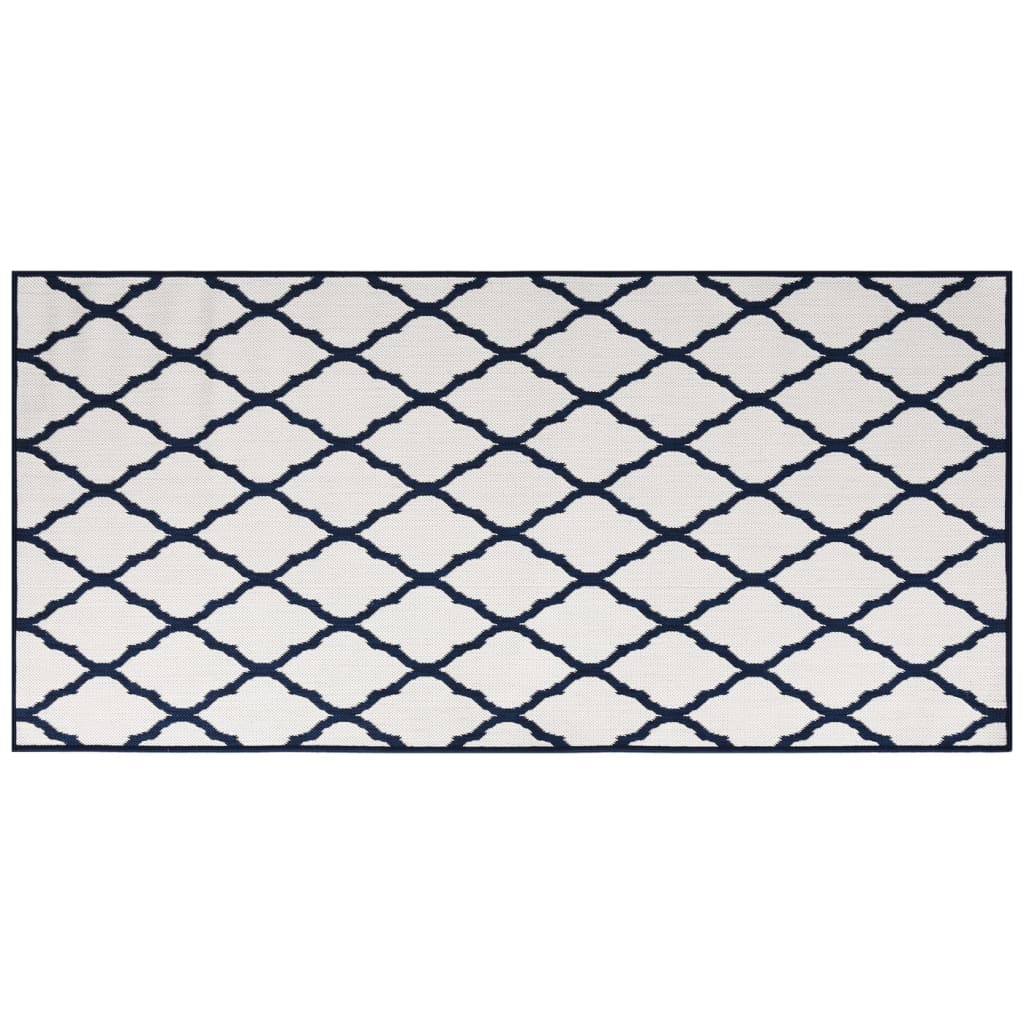 Tappeto da Esterno Navy e Bianco 100x200 cm Design Reversibile