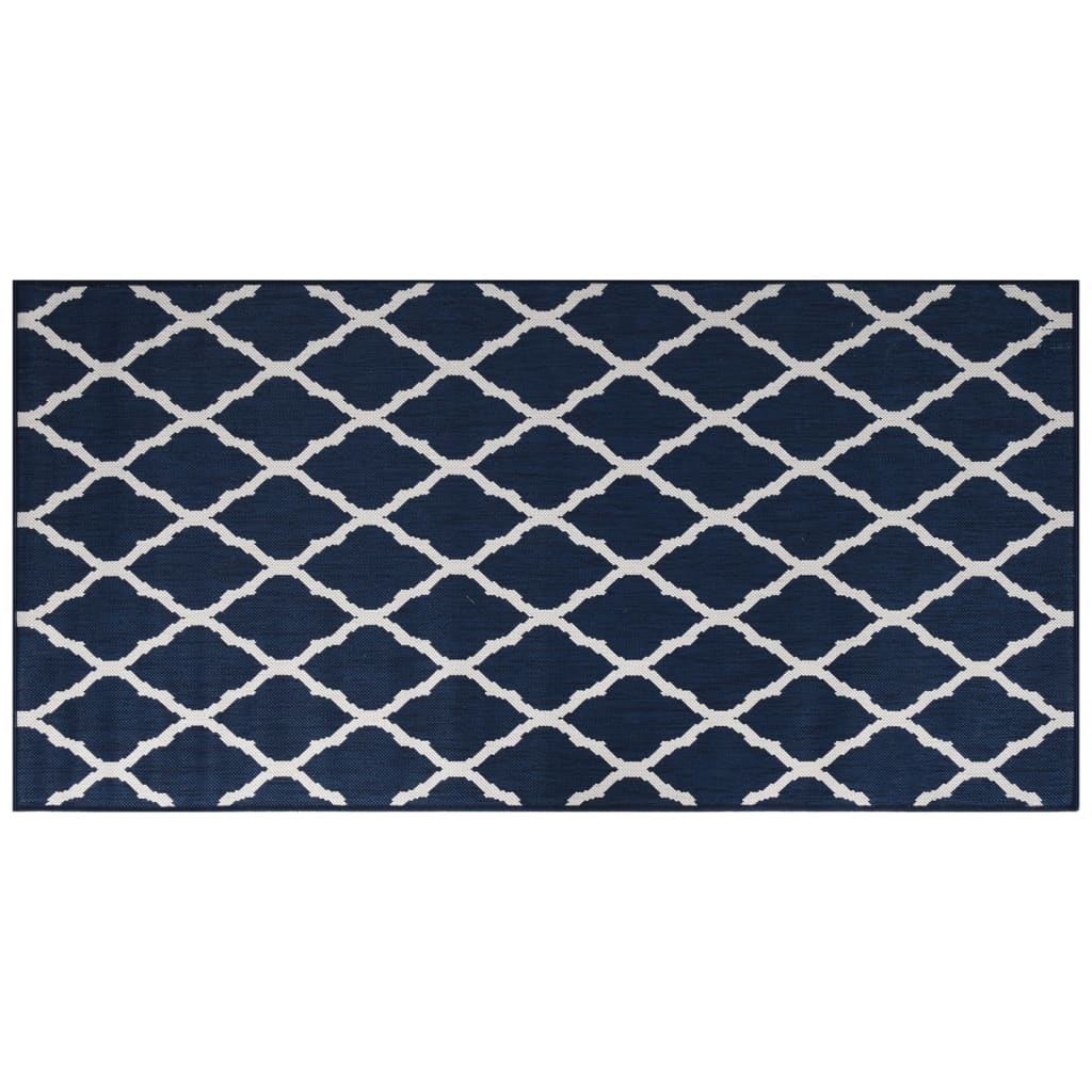 Tappeto da Esterno Navy e Bianco 100x200 cm Design Reversibile