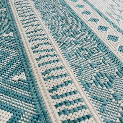 Tappeto da Esterno Aqua e Bianco 80x150 cm Design Reversibile