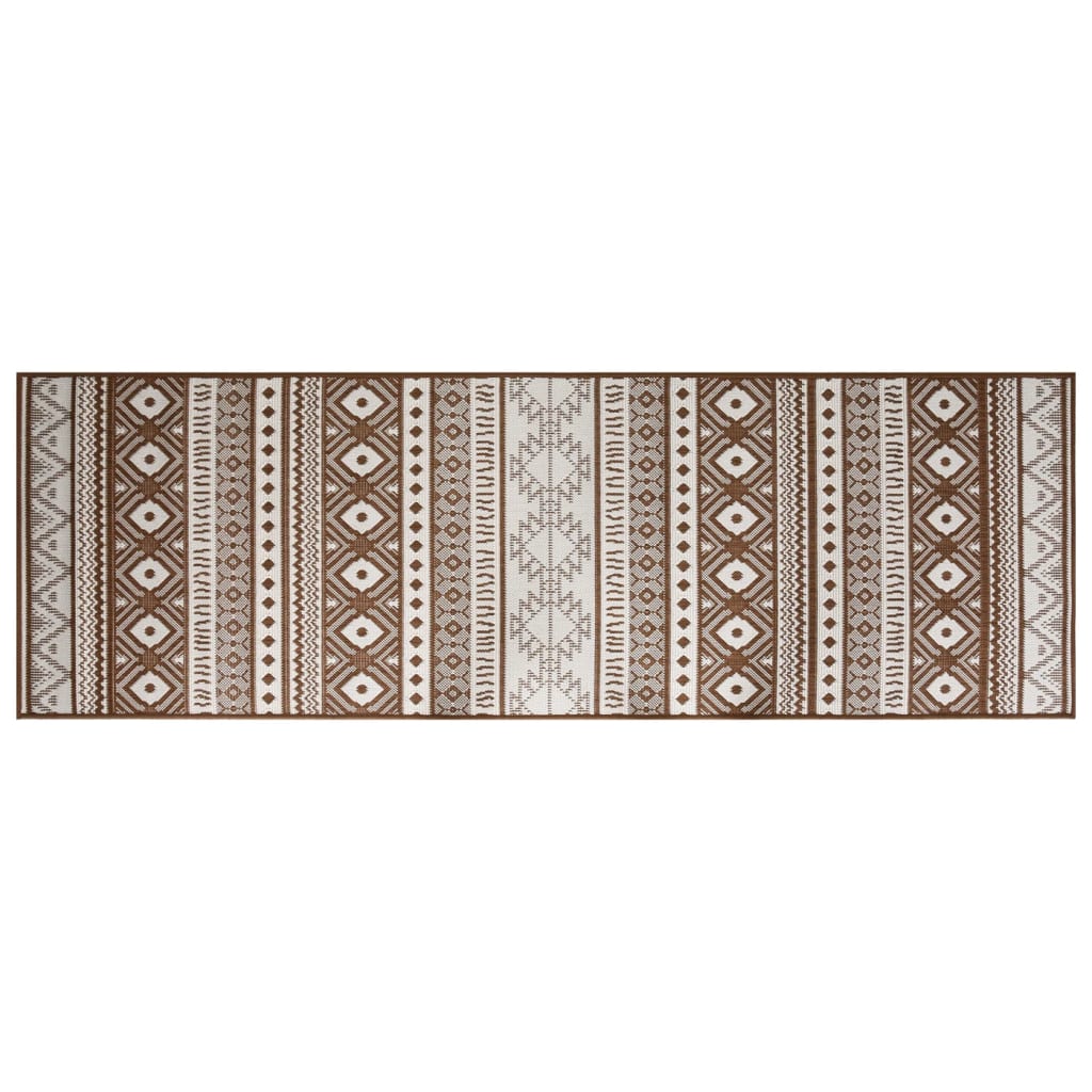 Tappeto da Esterno Marrone e Bianco 80x250 cm Reversibile