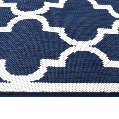 Tappeto da Esterno Navy e Bianco 80x150 cm Design Reversibile