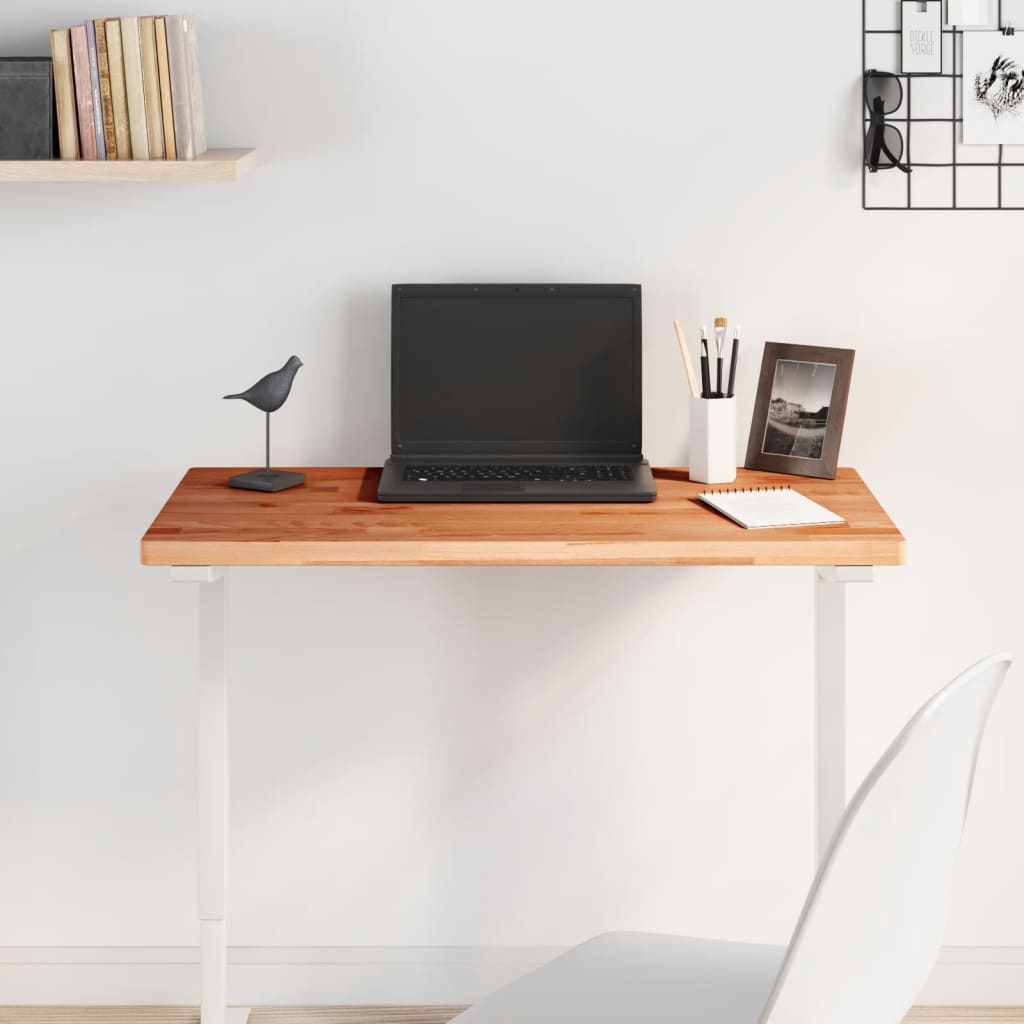 Piano Tavolo 80x40x2,5cm Rettangolare Legno Massello di Faggio