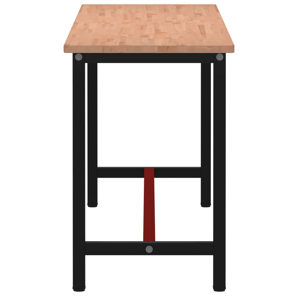 Banco da Lavoro 200x55x81,5 cm Legno Massello Faggio e Metallo