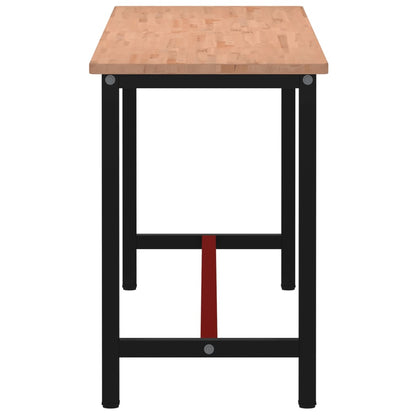 Banco da Lavoro 200x55x81,5 cm Legno Massello Faggio e Metallo